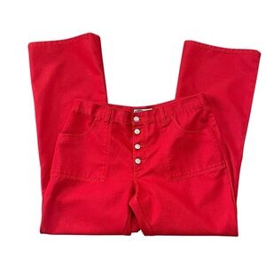 Vintage Y2K Old Navy Women’s Size 14 Red Jeans Flare Leg Exposed Button Fly